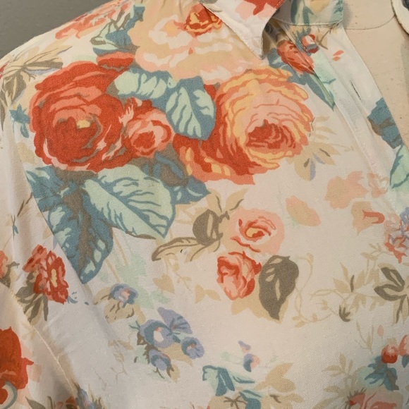 Vintage 90s Y2K Floral Button up Blouse M oversized lightweight coastal cowgirl - Picture 11 of 14